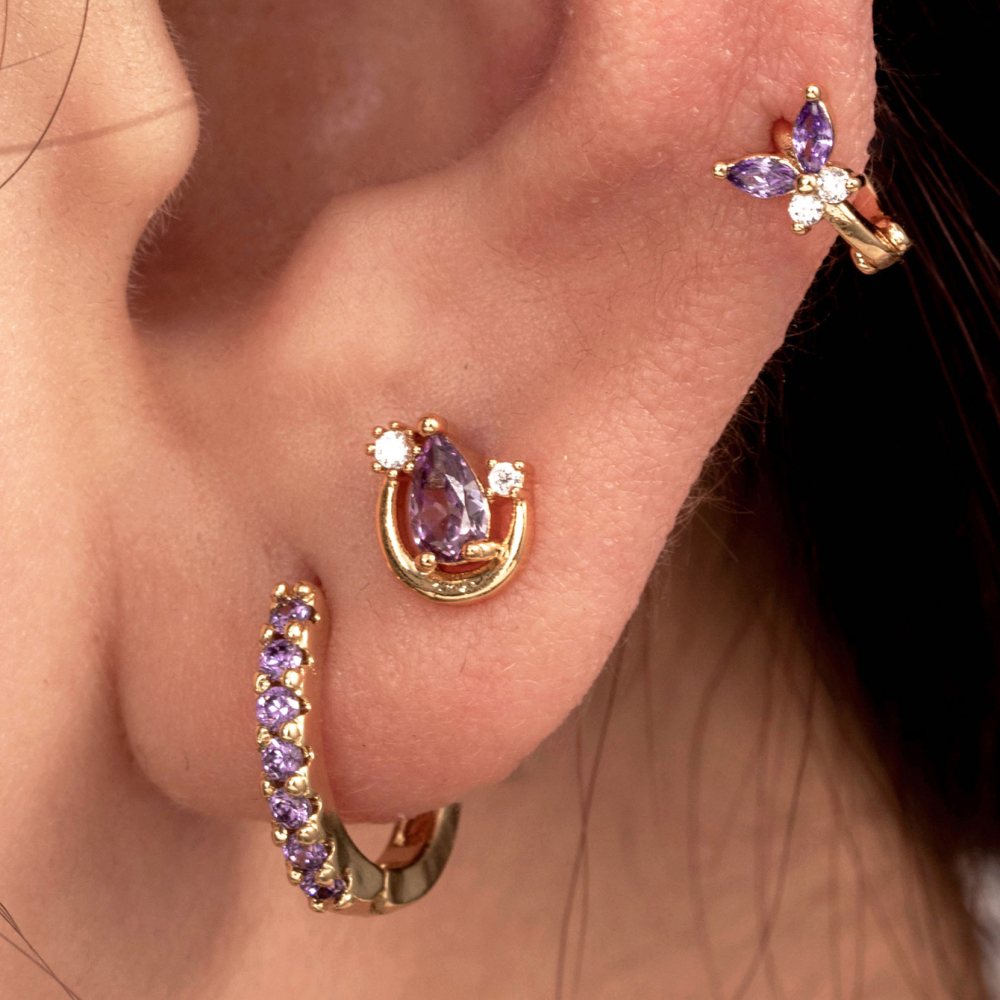 Boucles D'Oreilles Piercing Femme Simple Series Classic Droplet En Cuivre Sans Placage Avec Zircon Image2