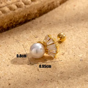 Boucles D'Oreilles Piercing Femme Simple Series Simple Geometric En Cuivre Sans Placage, Ornées De Zircon h5