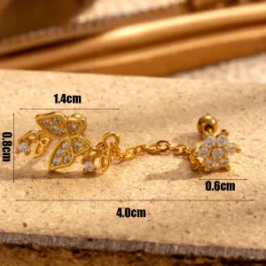 Boucles D'Oreilles Piercing Femme Simple Series Classic Flower En Cuivre Sans Placage, Ornées De Zircon. h5