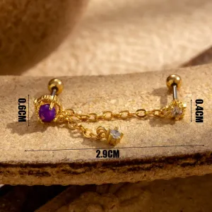 Boucles D'Oreilles Piercing Femme Simple Series Classic Flower En Acier Titane Sans Placage, Ornées De Zircon. h5