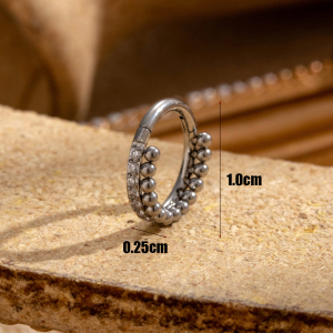 Boucles D'Oreilles Piercing Pour Femme, 1 Pièce, Série Simple, Géométriques, En Acier Titane Sans Placage, Avec Zircon. h5 