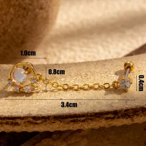 Boucles D'Oreilles Piercing Femme Simple Series Classic Flower En Acier Titane Sans Placage, Ornées De Zircon. h5 