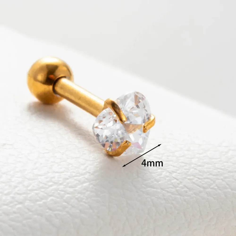 Boucles D'Oreilles Piercing Pour Femme, 1 Pièce, Série Simple Heart, En Acier Titane Sans Placage, Avec Zircon.