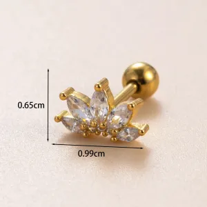 Boucles D'Oreilles Piercing Femme Simple Series Simple Flower En Cuivre Sans Placage, Avec Zircon. h5
