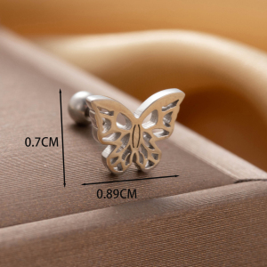 Boucles D'Oreilles Piercing Pour Femme, 1 Pièce, Série Simple, Géométriques, En Acier Titane Sans Placage, Avec Zircon. h5