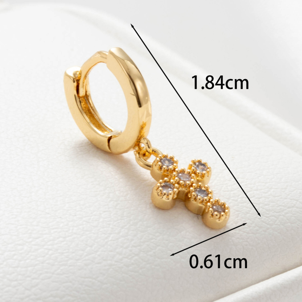 Boucles D'Oreilles Piercing Pour Femme, 1 Pièce, Série Simple, Cœur Simple, Cuivre, Sans Plaquage, Zircon.
