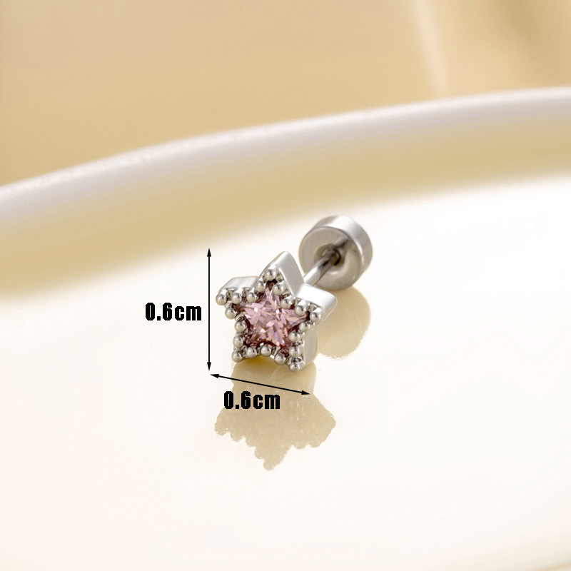 Boucles D'Oreilles Piercing Femme Simple Series Classic Geometric En Acier Titane Sans Placage, Ornées De Zircon