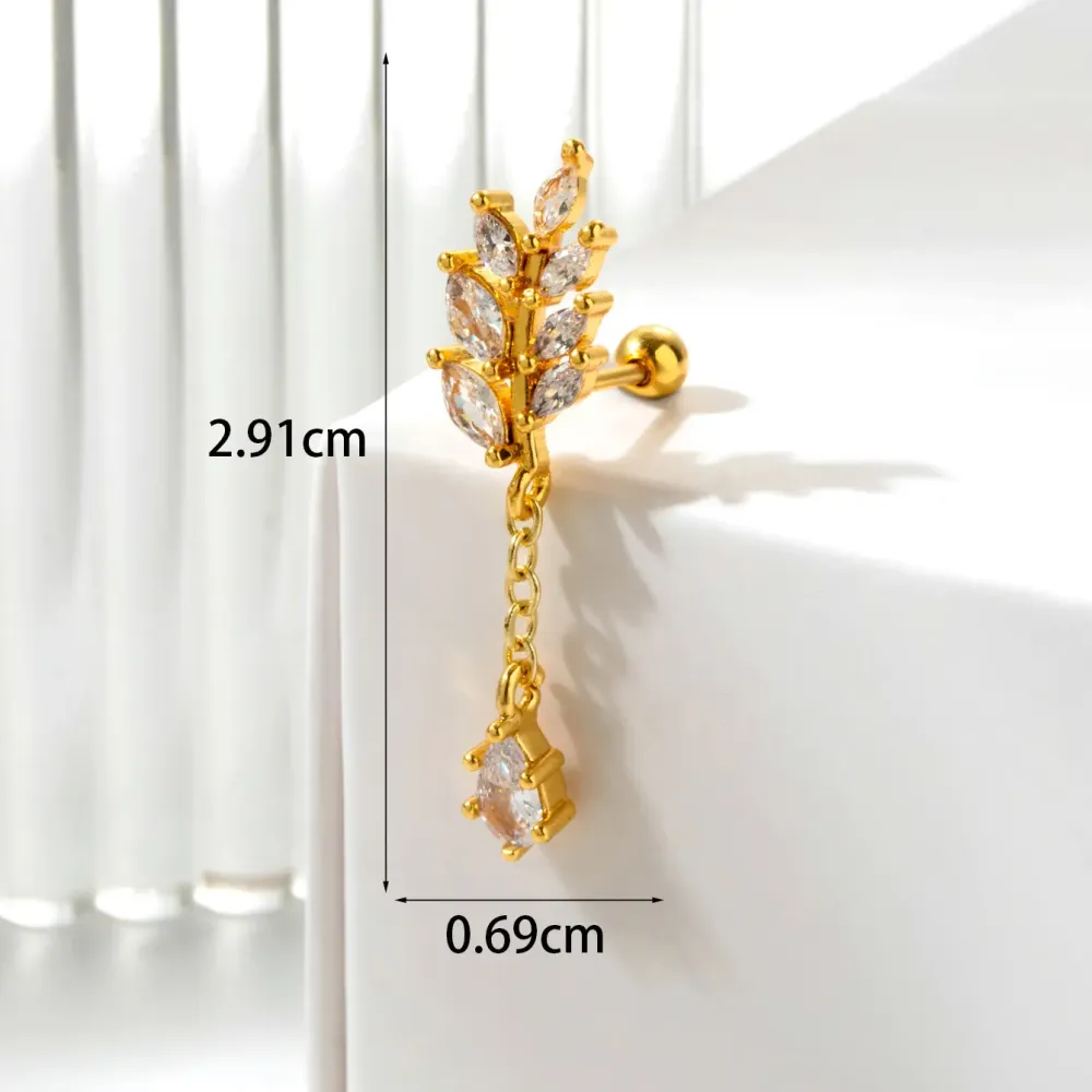 Boucles D'Oreilles Piercing Femme Simple Series Classic Geometric En Acier Titane Sans Placage, Ornées De Zircon 