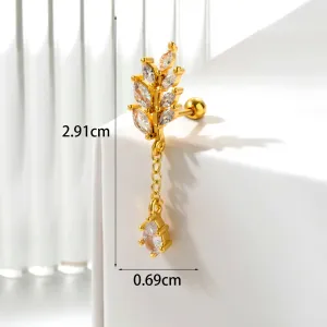 Boucles D'Oreilles Piercing Femme Simple Series Classic Geometric En Acier Titane Sans Placage, Ornées De Zircon h5 