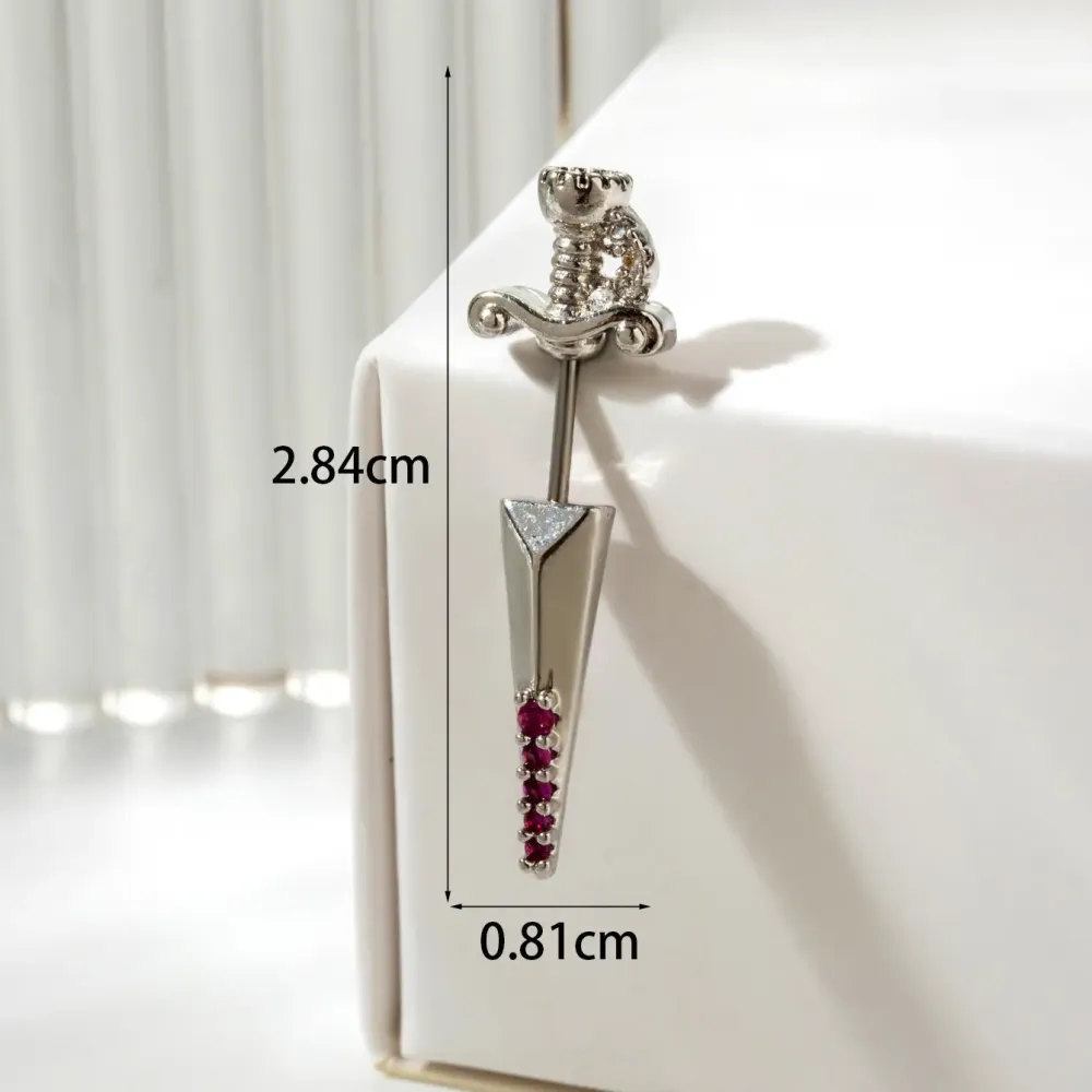 Boucles D'Oreilles Piercing Femme Simple Series Classic Heart En Acier Titane Sans Placage, Ornées De Zircon. 