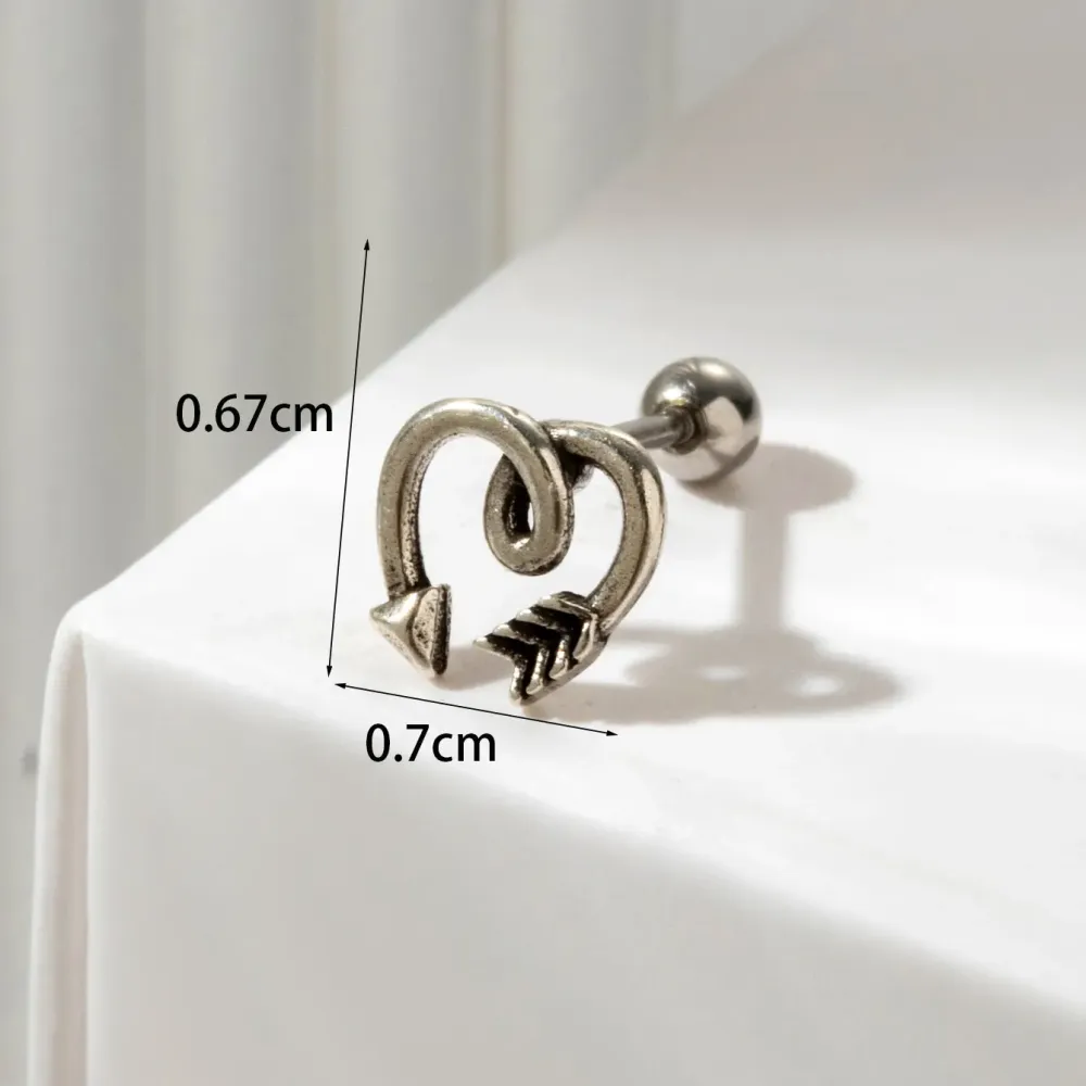 Boucles D'Oreilles Piercing Femme Simple Series Classic Heart En Acier Titane Sans Placage, Ornées De Zircon.