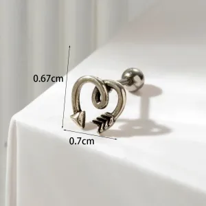 Boucles D'Oreilles Piercing Femme Simple Series Classic Heart En Acier Titane Sans Placage, Ornées De Zircon. h5
