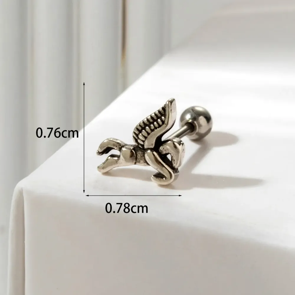 Boucles D'Oreilles Piercing Femme Simple Series Classic Animal En Acier Titane Sans Placage, Ornées De Zircon.