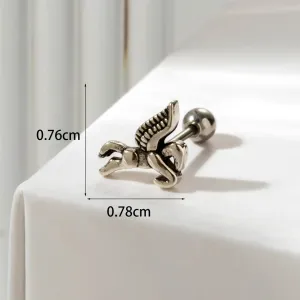 Boucles D'Oreilles Piercing Femme Simple Series Classic Animal En Acier Titane Sans Placage, Ornées De Zircon. h5