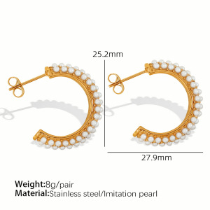 1 Paire De Boucles D'Oreilles Créoles Rétro Géométriques En Acier Inoxydable Plaqué Or  Avec Zircons Pour Femmes h5 