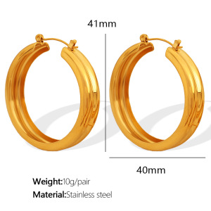 1 Paire De Boucles D'Oreilles Créoles Classiques En Acier Inoxydable Plaqué Or  Avec Zircons Pour Femmes, Série Simple h5 