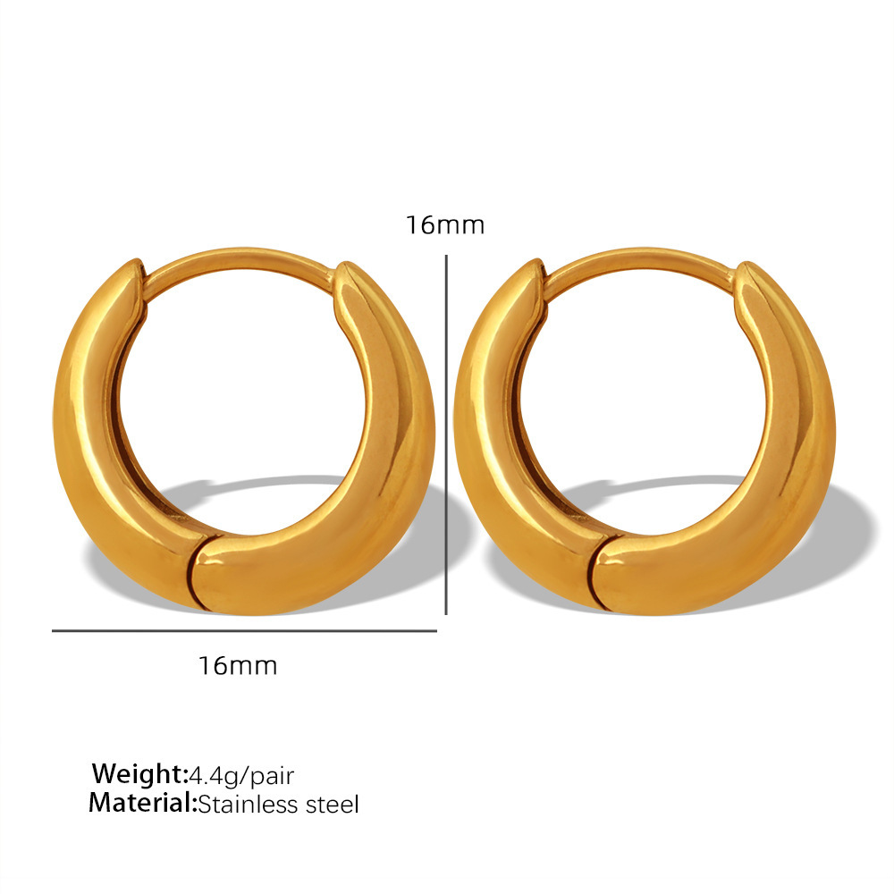 1 Paire De Boucles D'Oreilles Créoles Classiques En Acier Inoxydable Plaqué Or  Pour Femme, Série Simple 