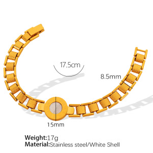 Bracelet À Breloques Rétro En Acier Inoxydable Plaqué Or  Pour Femme, Série Simple, Motif Cœur h5 