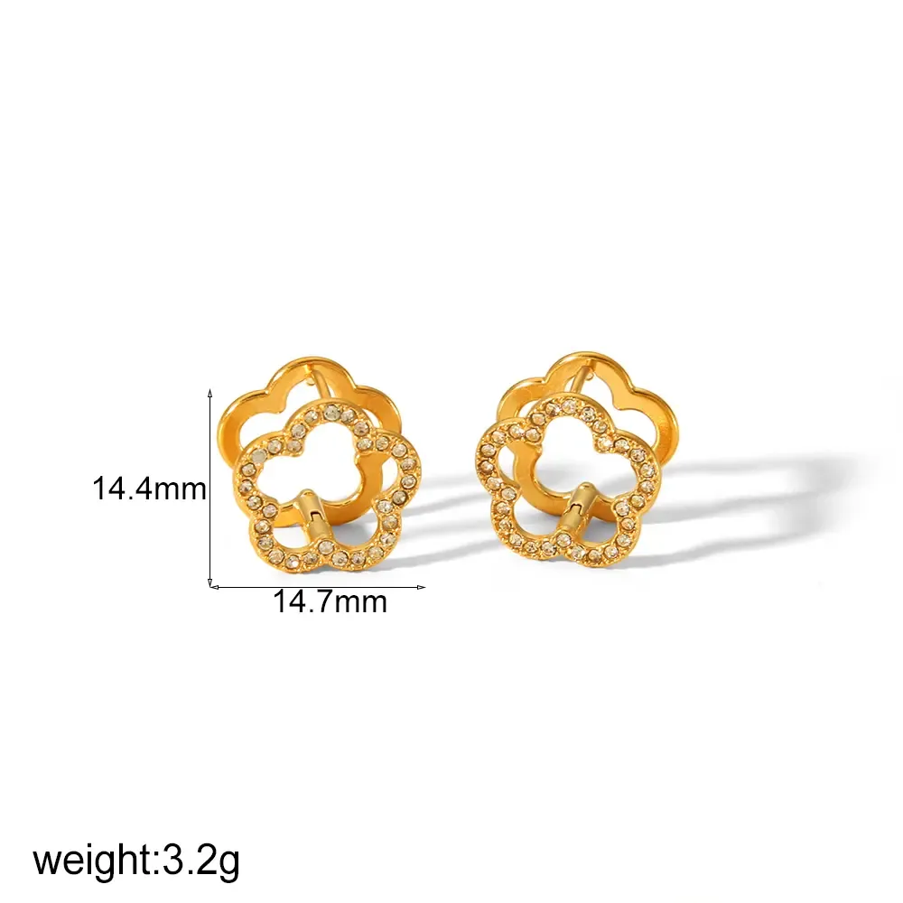 1 Paire De Boucles D'Oreilles Exquises Et À La Mode En Acier Inoxydable Plaqué Or  En Forme D'Étoile Creuse En Diamant Pour Un Usage Quotidien Pour Les Femmes 