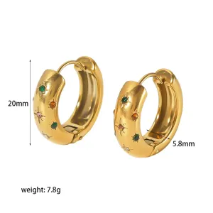 1 Paire De Boucles D'Oreilles Exquises Et À La Mode En Acier Inoxydable Plaqué Or Avec Diamants En Forme D'Étoile À Huit Branches Pour Femmes À Porter Au Quotidien h5