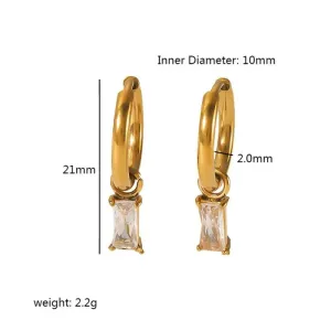 1 Paire De Boucles D'Oreilles Pendantes Rectangulaires Géométriques En Acier Inoxydable Plaqué Or  Exquises Et À La Mode Pour Bijoux Pour Femmes À Porter Au Quotidien h5 