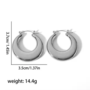 1 Paire De Boucles D'Oreilles Creuses Plates Lisses En Acier Inoxydable Or Simples Et Classiques Pour Femmes, Bijoux À Porter Au Quotidien h5