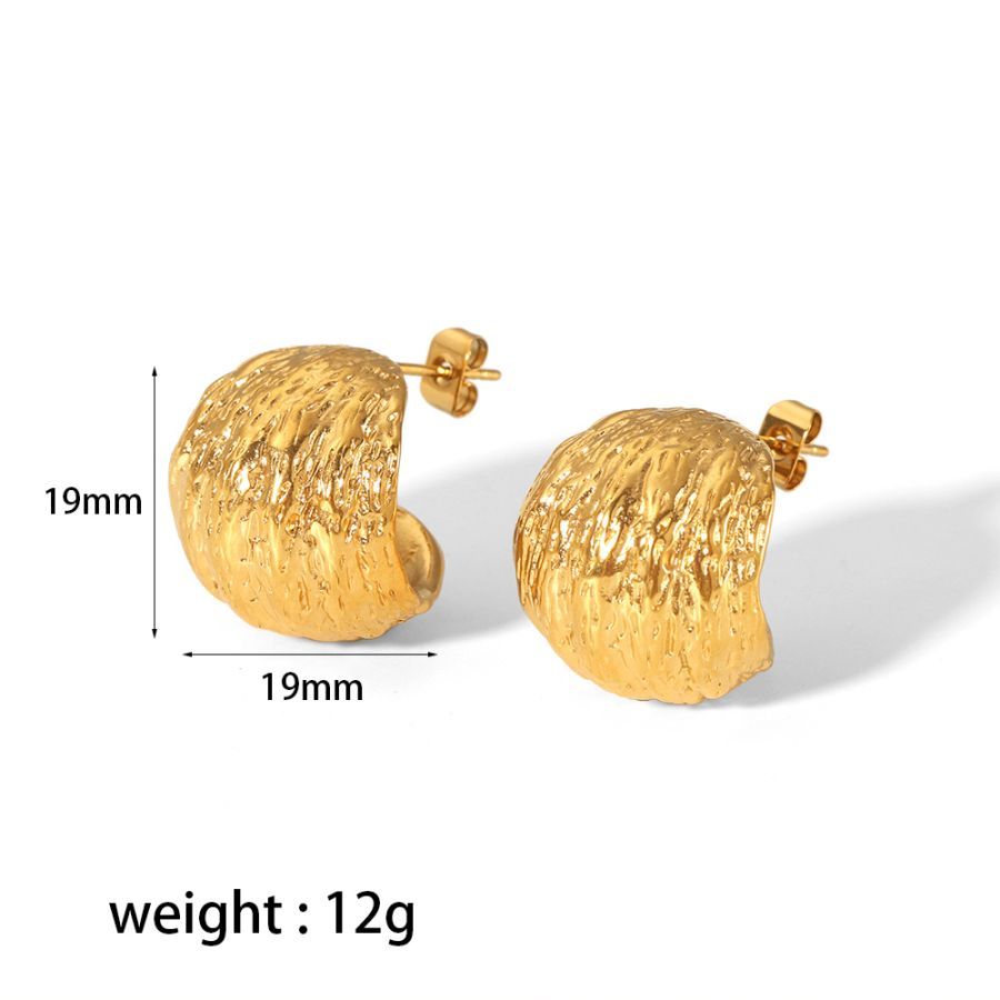 1 Paire De Boucles D'Oreilles Sphériques À Texture Géométrique Irrégulière En Acier Inoxydable Plaqué Or Créatives Et À La Mode Pour Bijoux Pour Femmes À Porter Au Quotidien