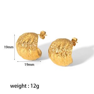 1 Paire De Boucles D'Oreilles Sphériques À Texture Géométrique Irrégulière En Acier Inoxydable Plaqué Or Créatives Et À La Mode Pour Bijoux Pour Femmes À Porter Au Quotidien h5