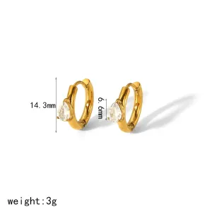 1 Paire De Boucles D'Oreilles Simples Et Tendance En Acier Inoxydable Plaqué Or Avec Zircon En Forme De Goutte D'Eau Pour Femme À Porter Au Quotidien h5