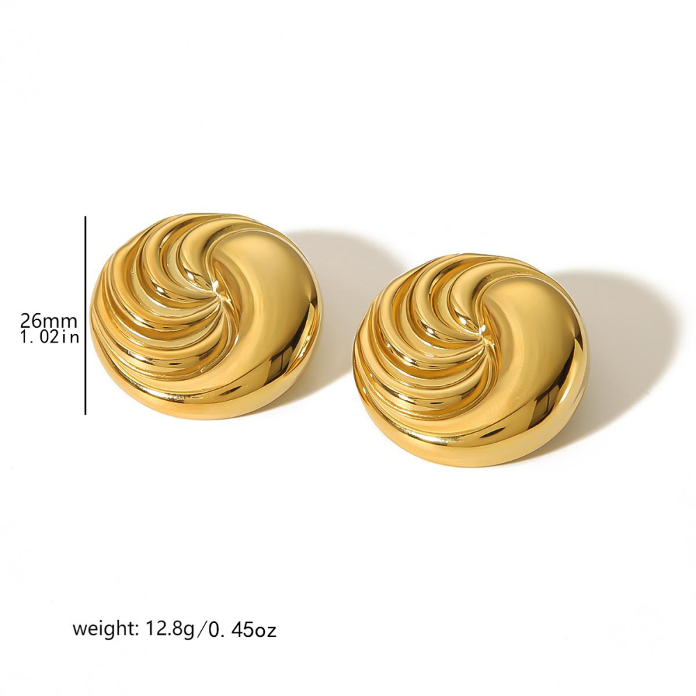 1 Paire De Boucles D'Oreilles À Tige Géométriques Quotidiennes En Acier Inoxydable Plaqué Or Pour Femme