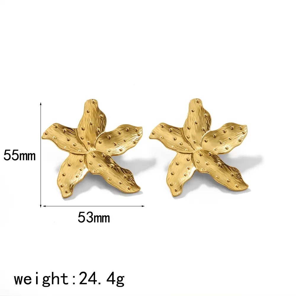1 Paire De Boucles D'Oreilles En Forme De Feuille De Fleur En Acier Inoxydable Plaqué Or Personnalisées Pour Bijoux Pour Femmes À Porter Au Quotidien