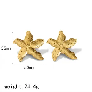 1 Paire De Boucles D'Oreilles En Forme De Feuille De Fleur En Acier Inoxydable Plaqué Or Personnalisées Pour Bijoux Pour Femmes À Porter Au Quotidien h5