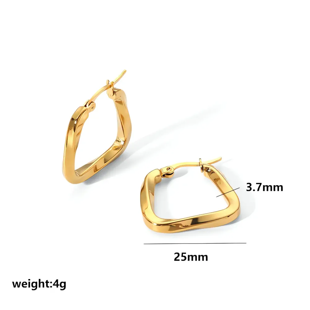1 Paire De Boucles D'Oreilles Créoles Géométriques Irrégulières En Acier Inoxydable Plaqué Or , Simples Et À La Mode, Pour Bijoux Pour Femmes À Porter Au Quotidien 