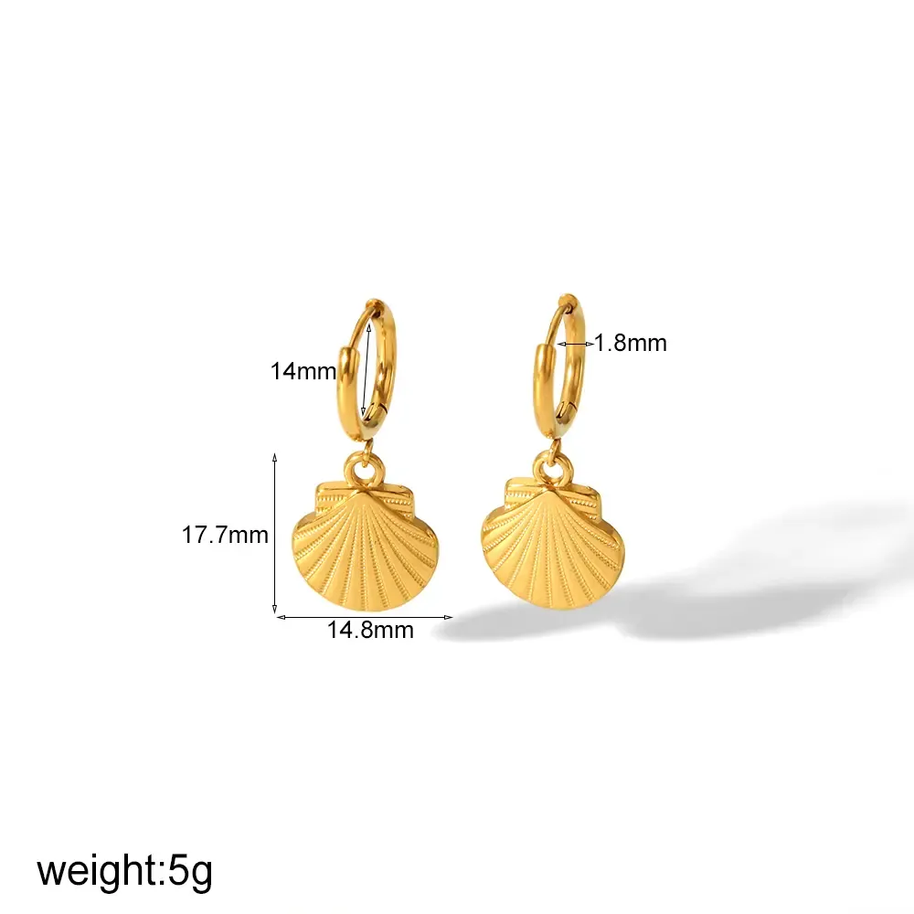 1 Paire De Boucles D'Oreilles Pendantes En Forme D'Étoile De Mer En Acier Inoxydable Plaqué Or , Élégantes Et Classiques, Pour Femmes, À Porter Au Quotidien