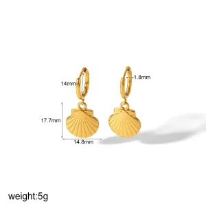 1 Paire De Boucles D'Oreilles Pendantes En Forme D'Étoile De Mer En Acier Inoxydable Plaqué Or , Élégantes Et Classiques, Pour Femmes, À Porter Au Quotidien h5