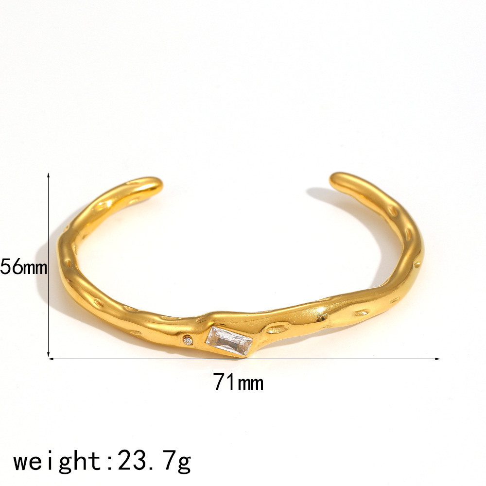 Bague Simple De Luxe Légère En Acier Inoxydable Plaqué Or Pour Femme, 1 Pièce