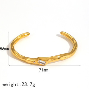 Bague Simple De Luxe Légère En Acier Inoxydable Plaqué Or Pour Femme, 1 Pièce h5