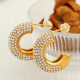 Boucles d'oreilles or strass blanc EH472 Image2