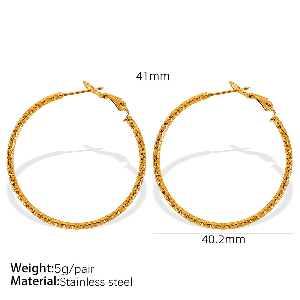1 Paire De Boucles D'Oreilles Créoles Classiques En Acier Inoxydable Plaqué Or  Pour Femme, Série Simple 