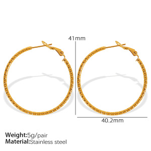 1 Paire De Boucles D'Oreilles Créoles Classiques En Acier Inoxydable Plaqué Or  Pour Femme, Série Simple h5 