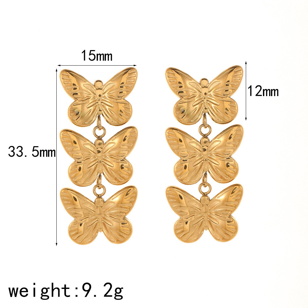 1 Paire De Boucles D'Oreilles À Tige En Acier Inoxydable Plaqué Or  Pour Femme, Motif Animal 
