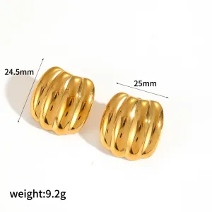 1 Paire De Boucles D'Oreilles À Tige Géométriques Simples En Acier Inoxydable Plaqué Or Pour Femme h5