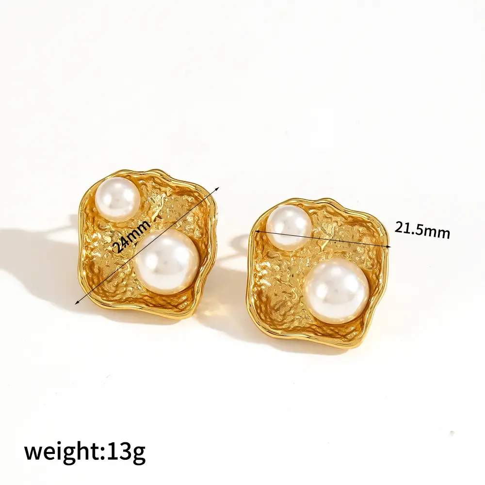 1 Paire De Boucles D'Oreilles À Tige En Acier Inoxydable Plaqué Or  Avec Perles Artificielles Pour Femme, Style Tortue, Série Simple Et Luxueuse 