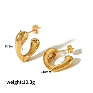 1 Paire De Boucles D'Oreilles À Tige En Acier Inoxydable Plaqué Or  Pour Femme, Série Simple Daily Heart h5 