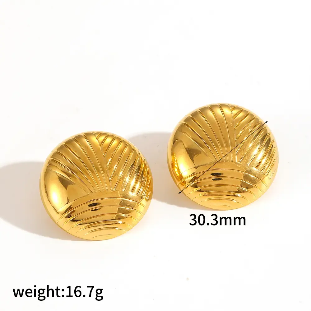 1 Paire De Boucles D'Oreilles À Tige Géométriques Décontractées En Acier Inoxydable Plaqué Or Pour Femmes