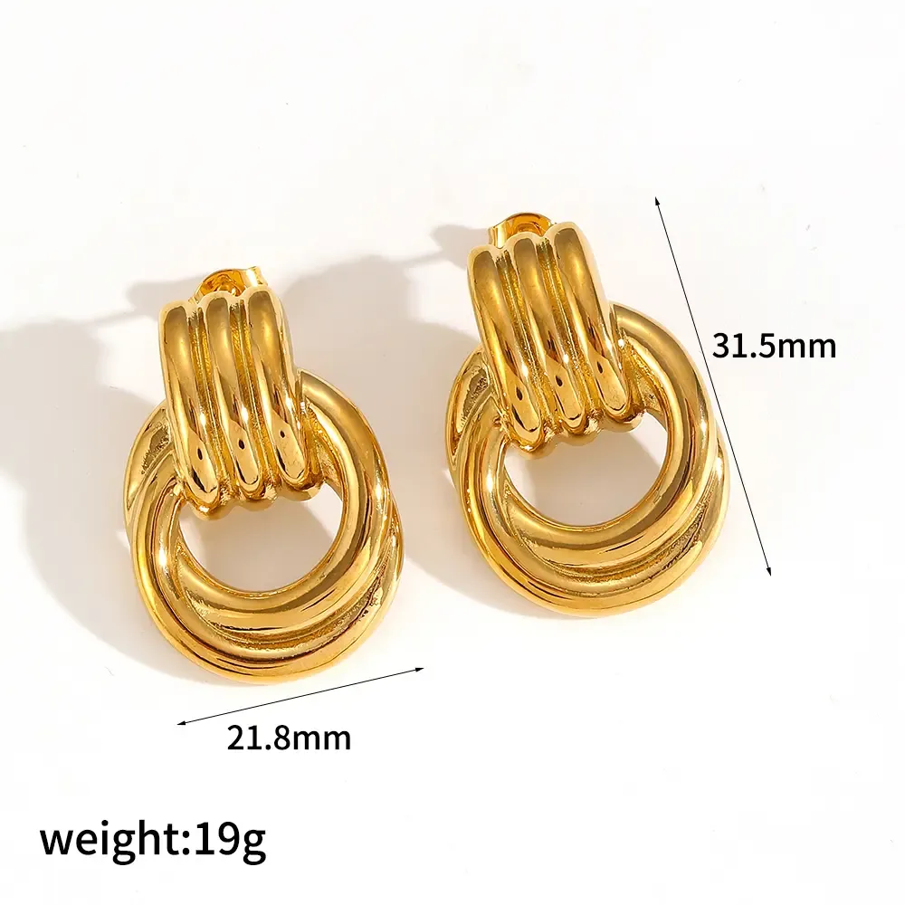 1 Paire De Boucles D'Oreilles À Tige Pour Femme En Acier Inoxydable Plaqué Or , Série Simple Daily 