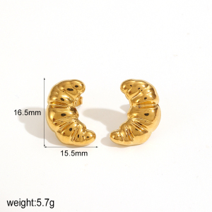 1 Paire De Boucles D'Oreilles À Tige En Acier Inoxydable Plaqué Or  Pour Femme, Série Simple, Motif Animal Quotidien h5 
