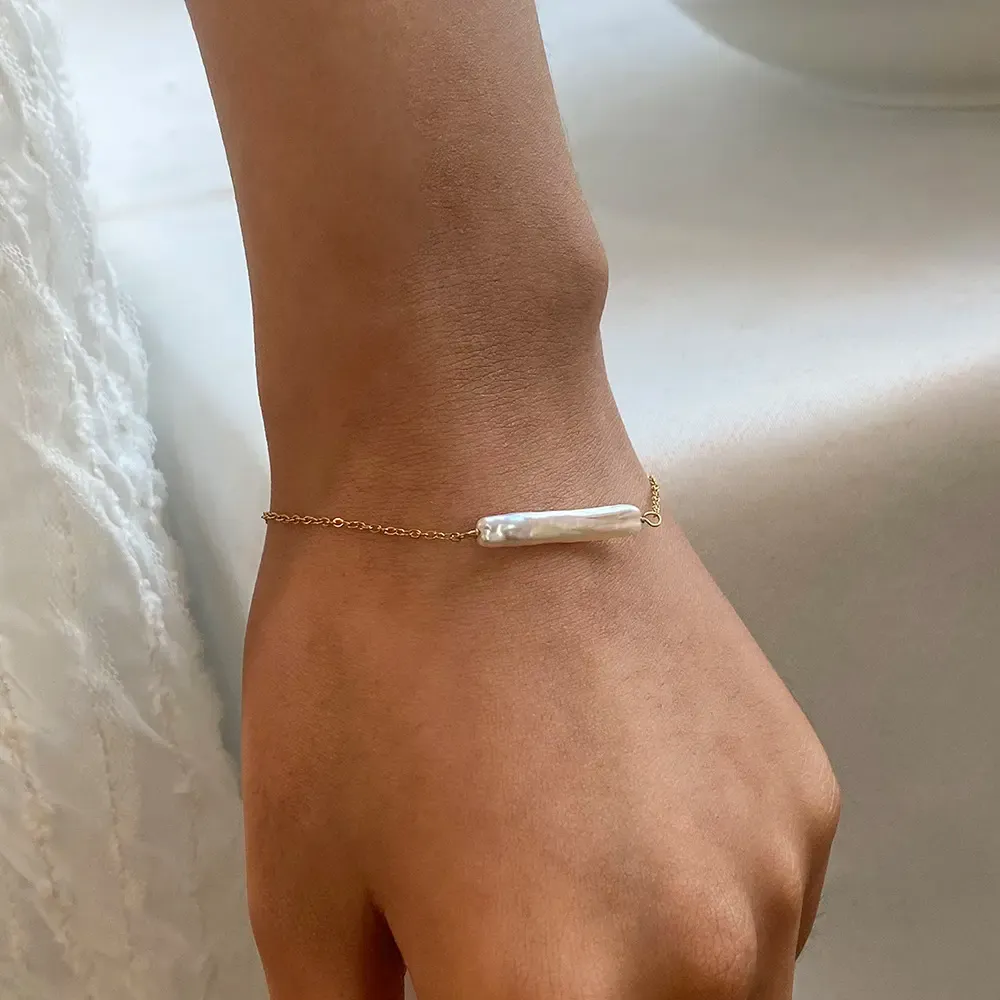 Bracelet À Breloques Élégant Rond En Acier Inoxydable Plaqué Or  Pour Femme, Série Classique, 1 Pièce 