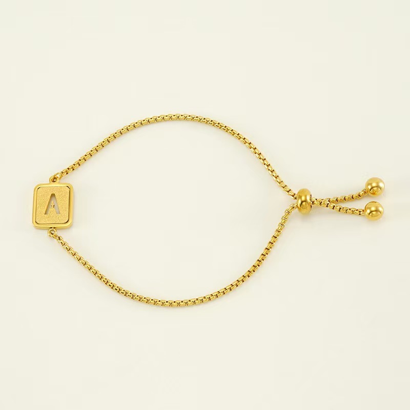 Bracelet Chaîne Pour Femme, Série Simple, Lettre Quotidienne, En Acier Titane Plaqué Or  