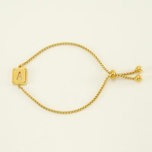 Bracelet Chaîne Pour Femme, Série Simple, Lettre Quotidienne, En Acier Titane Plaqué Or  h5 